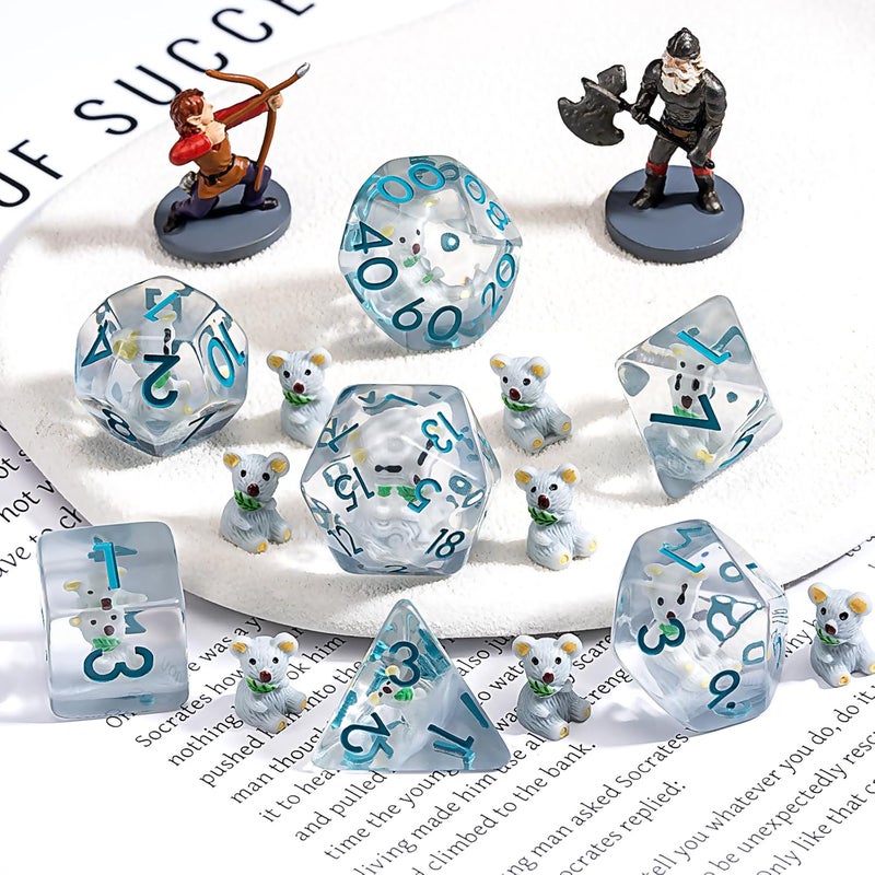 weyano DND Resin Koala Dice Set, D&D Polyhedral Dice for Dungeons and Dragons RPG, MTG Role Playing Games D and D Dice 7pcs D20 D12 D10 D8 D6 D4 - Image 5